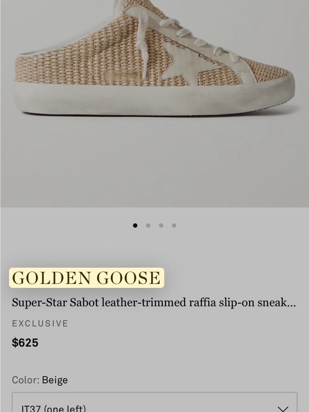 Golden Goose beige cream Raffia Super-Star Sabot slip-on sneakers